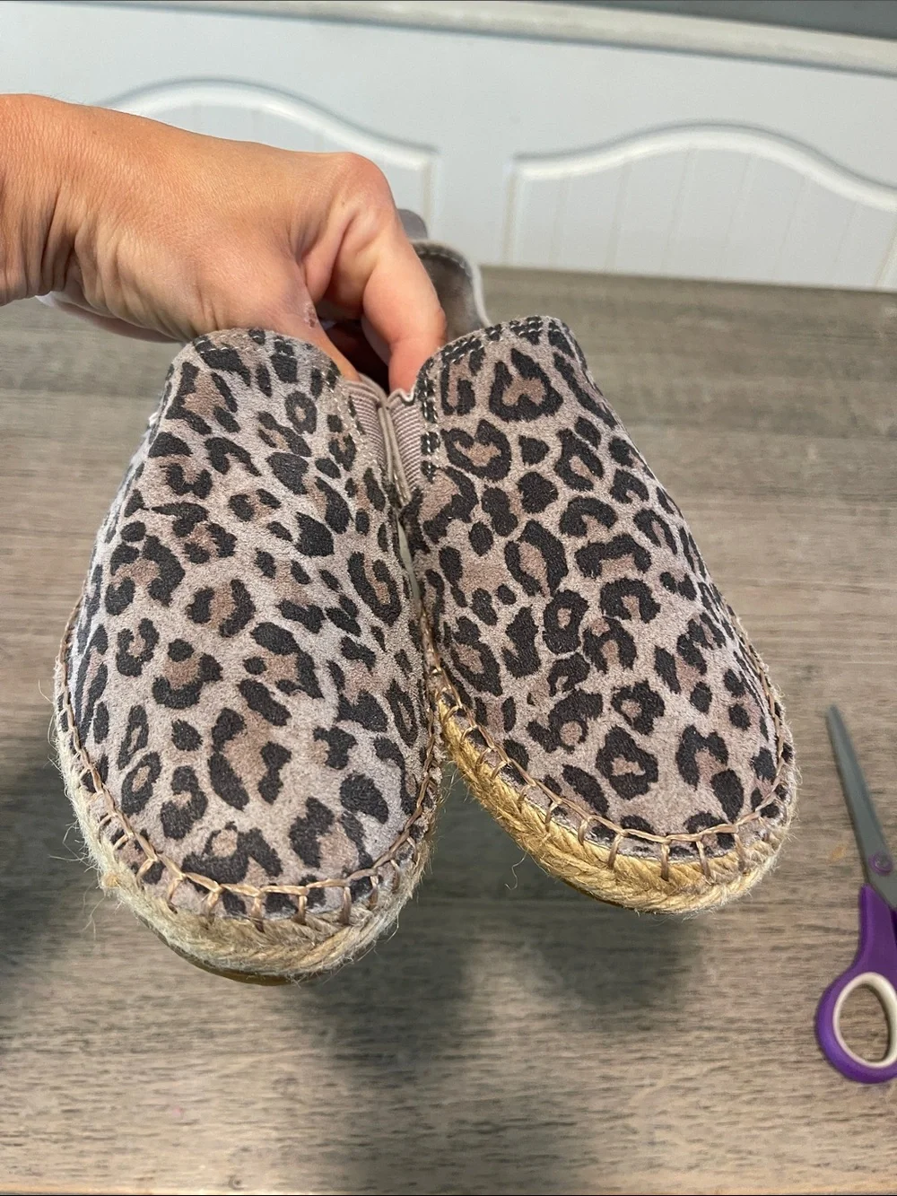 Free People Womens Canyon Slip On Size 7 Gray‎ Suede Leopard Espadrille Flat